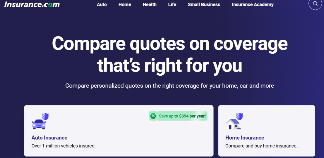 insurance . com website